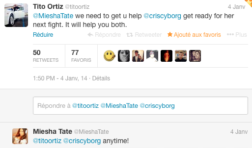 Tweet Tito Ortiz to Miesha Tate for Cris Cyborg